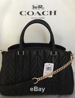 COACH F31457 Sage Chain Carryall Quilting Leather Shoulder Bag IM/Black NWT