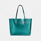 Coach F79983 Town Tote In Viridian Metallic Pebble Leather Newithnwt