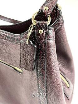 COACH Kristy Shoulder Bag Brown Pebbled & Snake Embossed Leather C6830