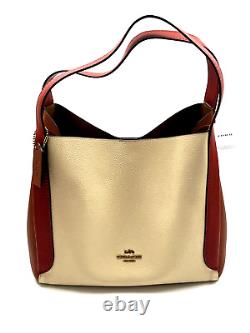 COACH NWT $395 Leather Colorblock Hadley Hobo Shoulder Bag Purse Ivory Red Sand