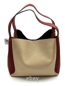 COACH NWT $395 Leather Colorblock Hadley Hobo Shoulder Bag Purse Ivory Red Sand