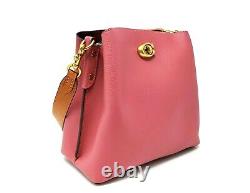 COACH Willow Women's Large Pebble Leather Bucket Shoulder Bag Pink RRP £212.99