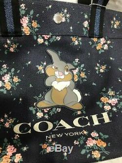 COACH x DISNEY THUMPER LG SHOULDER TOTE ZIP POUCH AND KEYCHAIN MIDNIGHT MULTI