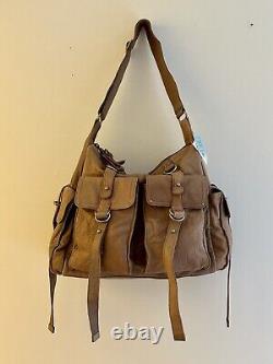 CYNTHIA ROWLEY Large Brown Leather Shoulder Messenger Hobo Bag withDust Cover NWT