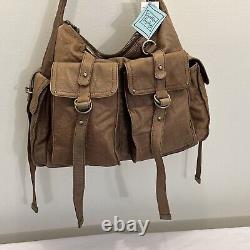 CYNTHIA ROWLEY Large Brown Leather Shoulder Messenger Hobo Bag withDust Cover NWT