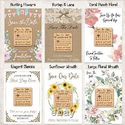 Calendar Square Personalised Wood Wedding Save The Date Magnets & Backing Cards