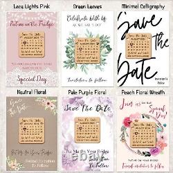 Calendar Square Personalised Wood Wedding Save The Date Magnets & Backing Cards