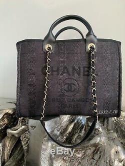Chanel 20p Black Deauville Tote Gold 2020 Gst Grand Shopping Bag