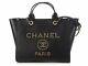 Chanel Black Caviar Leather Gold Studded Deauville Tote Bag