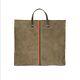 Clare V. Simple Tote Suede Army Green Bag W Stripes Leather Nwt Shoulder