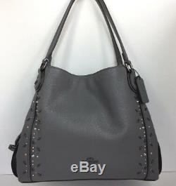 Coach 22794 Edie Shoulder Bag 31 With Prairie Rivets Dark Antique/Heather Grey