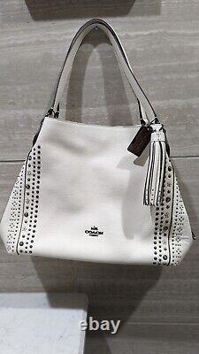 Coach 55544 Edie 31 With Western Rivets & Chalk Pebbled Leather Shoulder Bag