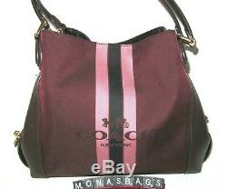 Coach 69815 Horse & Carriage Jacquard Edie 31 Shoulder Handbag Oxblood & Pink