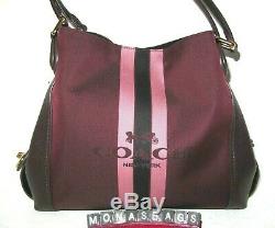 Coach 69815 Horse & Carriage Jacquard Edie 31 Shoulder Handbag Oxblood & Pink