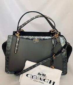 Coach 76459 Dreamer 36 Colorblock Exotic Leather Satchel Heather Grey Multi Nwt