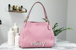Coach (80268) Pebbled Leather True Pink Hallie Shoulder Satchel Bag Hobo Handbag