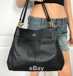 Coach Black Bag Shoulder Leather Authentic Lexy Signature Pebbled Purse + Wallet