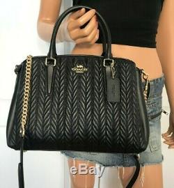 Coach Black Leather Carryall Quilting Handbag Bag Authentic $550