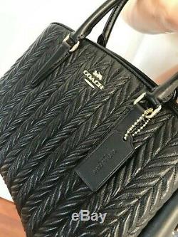 Coach Black Leather Carryall Quilting Handbag Bag Authentic $550
