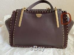Coach Border Rivets Mixed Leather Dreamer 36 Oxblood