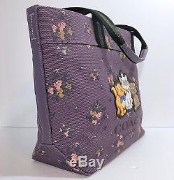 Coach Disney Aristocats Tote Bag Limited Edition Cat Purple Floral Print NWT