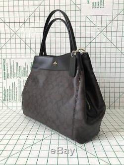 Coach F27972 Lexy Signature Coated Canvas Leather Shoulder Bag Brown Black