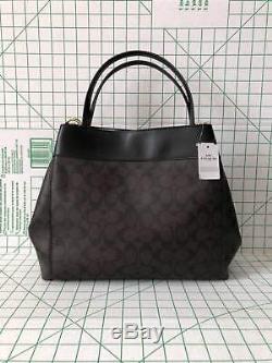 Coach F27972 Lexy Signature Coated Canvas Leather Shoulder Bag Brown Black