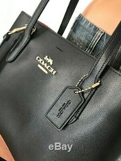 Coach F48733 Black Carryall Leather Shoulder Tote Bag Purse Authentic $398