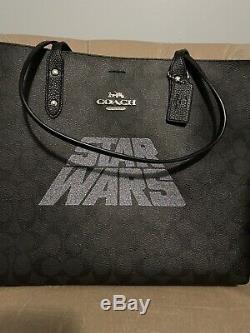Coach F88019 Star Wars X Town Large Tote Bag Handbag And Slim Wallet Set Black