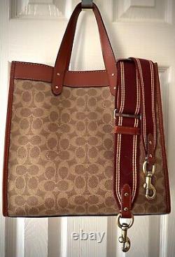 Coach Field Tote Signature Canvas With Patches