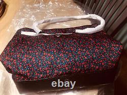Coach Floral Tote Black With Small Red Flowers New