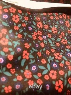 Coach Floral Tote Black With Small Red Flowers New