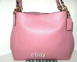 Coach Hallie 80268 New True Pink Pebbled Leather Shoulder Satchel Bag NWT $398