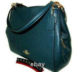 Coach Hallie 80268 Peacock Pebbled Leather Shoulder Handbag NWT $398
