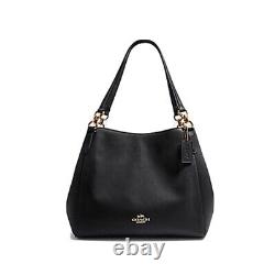 Coach Hallie Pebble Leather Shoulder Bag Black/Gold RRP £350