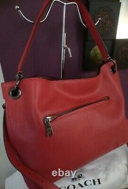 Coach Large Leather Red Clarkson Hobo Crossbody Bag Rrp £380 New