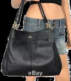 Coach Lexy Black Signature Pebbled Leather Shoulder Bag Purse Authentic $398.00