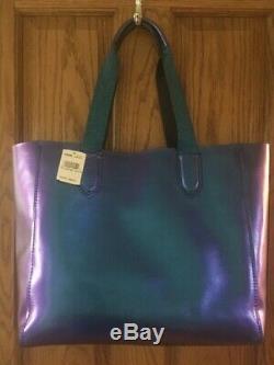 Coach Metallic Large Derby Leather Tote Hologram Bag 59388 $350 Blue Purple SALE