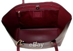 Coach Metallic Tote Large Leather Town Shoulder Bag Purse Wine F79983