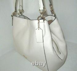 Coach New Hallie 80268 Chalk Pebbled Leather Shoulder Satchel Handbag NWT $398