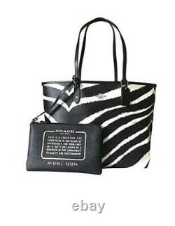 Coach Reversible to Black or Chalk Zebra City Tote Purse Bag 37874 NWT $350