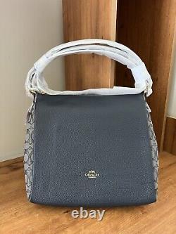 Coach Shay Shoulder Bag In Signature Jacquard Navy Midnight Leather