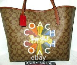 Coach Signature Rainbow City Tote Bag C6813 Khaki Multi Colored NWT $350