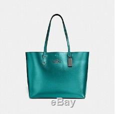 Coach Town Tote Bag Metallic Viridian Green Leather NewithNWT F79983 Teal