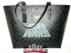Coach X Star Wars Large Town Tote Handbag Black Smoke Signature F88019 NWT $428