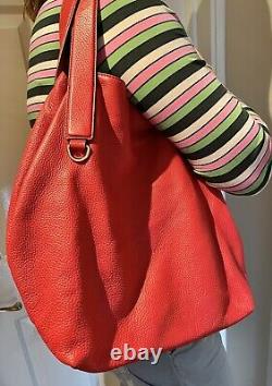 Coccinelle-large (mila) -italian Pebbled Leather -shoulder Bag In Red -new