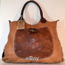 Costanza Rota Vanessa Distressed Leather Tote Bag Handbag VN2004 Brown Italy