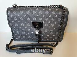 DKNY Large Crossbody Bag Elissa Dark Grey Monogram. Chain, charm BNWT RRP £215