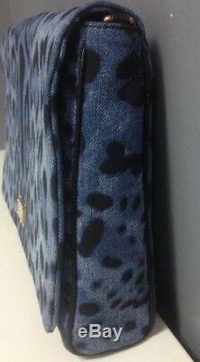 DOLCE AND GABBANA NWT Blue Black Animal Print Denim Chain Strap Crossbody B4684
