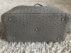 DOONEY & BOURKE Grey Tan Ostrich Leather Flynn Shoulder Bag Tote R1459 NWT $318